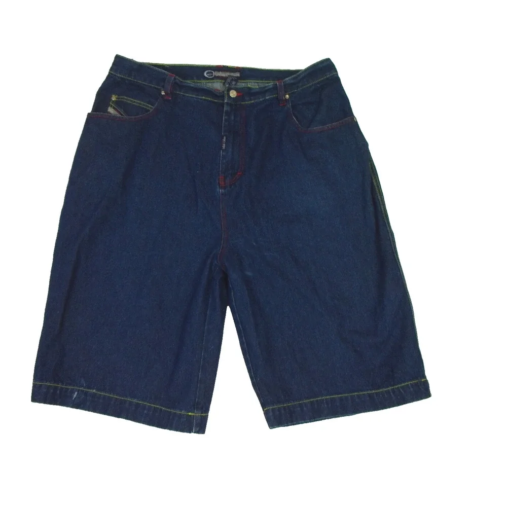 VTG Urban Culture Baggy Wide Leg‎ Jean Shorts Denim Y2K Skater 90s Men’s 44 - Picture 2 of 11